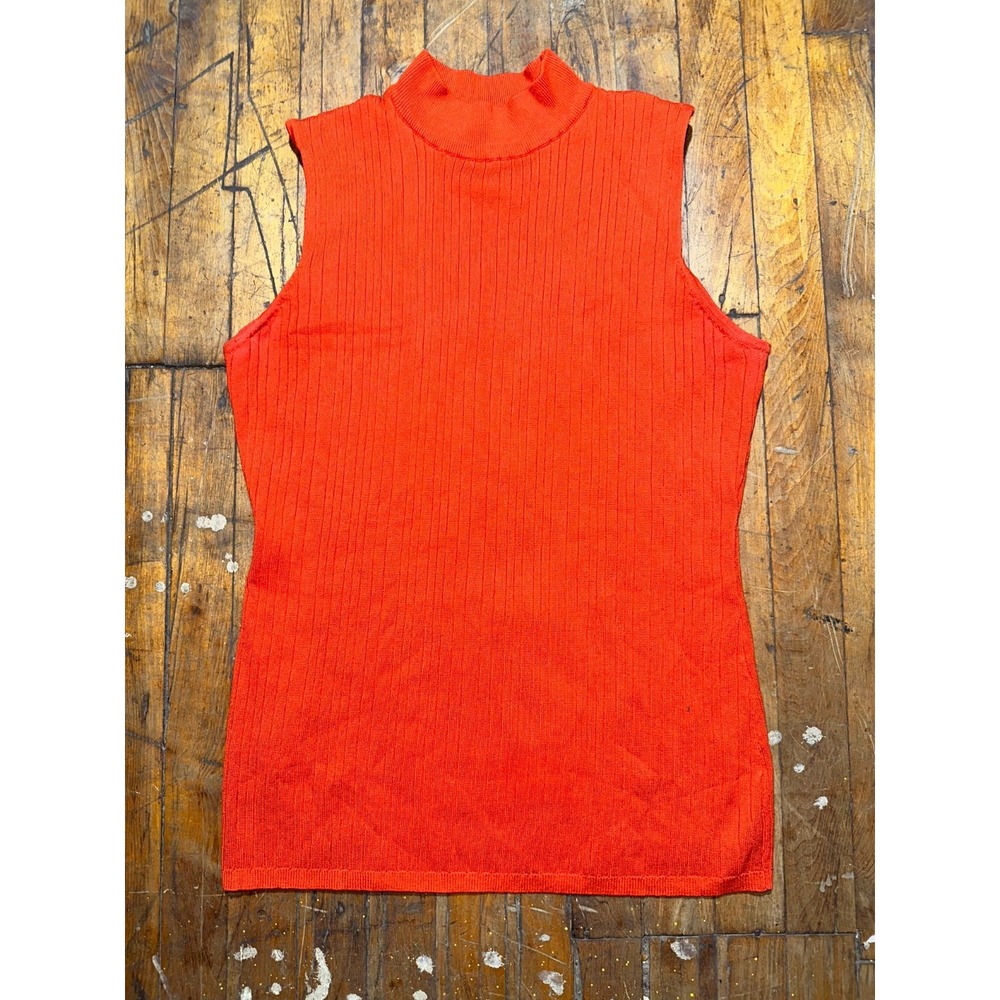 Ashley Stewart Sweater Vest Women's 22/24‎ Orange Sleeveless Mock Neck Pullover